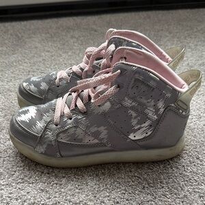 Skechers Gray & Pink High-Top Kids Sneakers